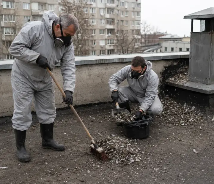 Почистване на гълъбови изпражнения в Разград